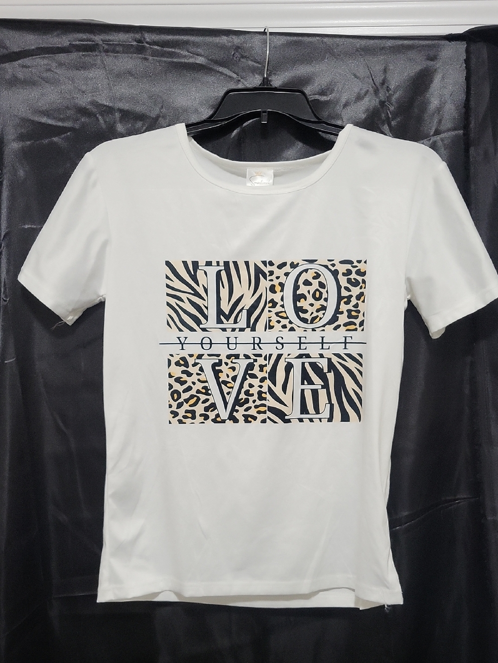 Ladies   Love Your Self Cheetah And Zebra Grapic T-Shirt